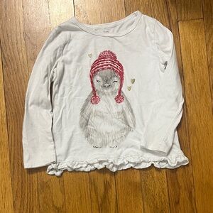 Carter's White Long Sleeve Tee with Red Penguin Design
